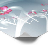 Poster Spirale fractale de rose argentée en rose et gris (Coin)