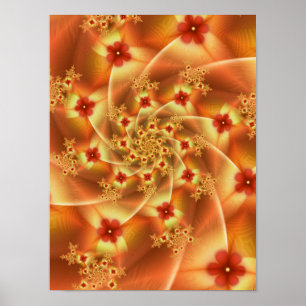 Poster Spirale fractale florale en spirale à la cannelle