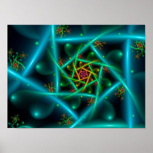 Poster Spirale géométrique bleu vert