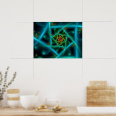 Poster Spirale géométrique bleu vert (Cuisine)