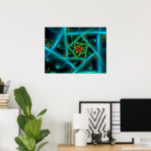 Poster Spirale géométrique bleu vert (Bureau à domicile)