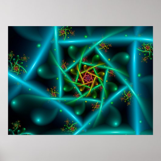 Poster Spirale géométrique bleue verte (Devant)