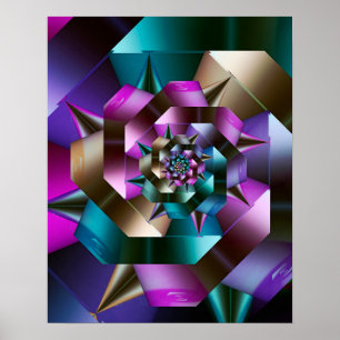Poster Spirale métallique fractale