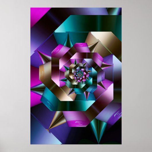 Poster Spirale métallique fractale (Devant)