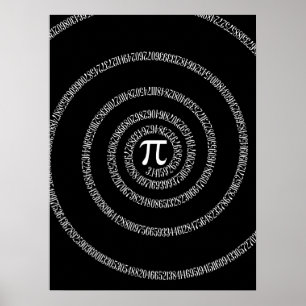 Poster Spirale pour la typographie de Pi sur Noir