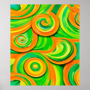 Poster Spirale verte et orange
