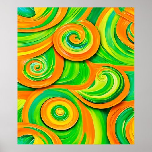 Poster Spirale verte et orange (Devant)