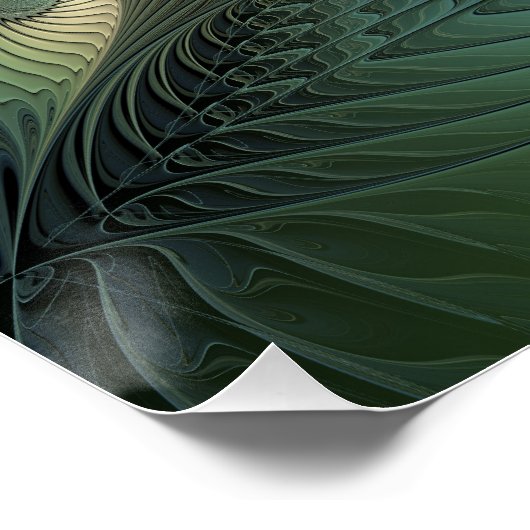 Poster Spirales Beige Vert Turquoise Abstrait Fractal Art (Coin)