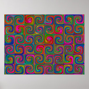 Poster Spirales d'art abstrait vibrant