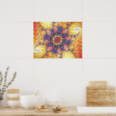 Poster Spirales jaunes colorées Mandelbrot (Cuisine)