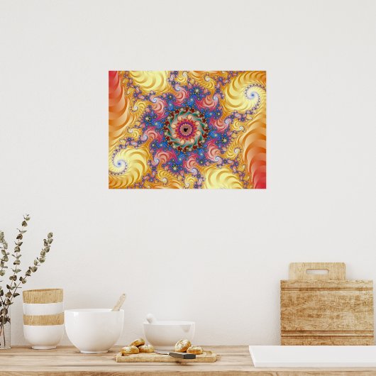 Poster Spirales jaunes colorées Mandelbrot (Cuisine)