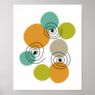 Poster Spirales Moderne Milieu de Siècle Géométrique Colo