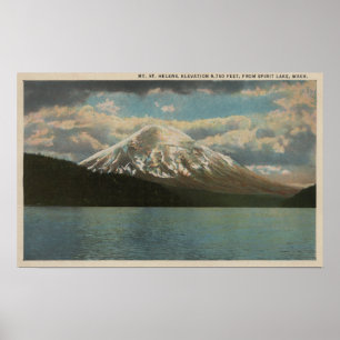 Poster Spirit Lake, WA - Vue du mont St. Helens