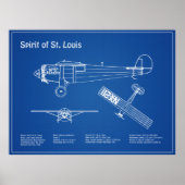 Poster Spirit of St. Louis - Plan directeur de l'avion AD (Devant)