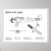 Poster Spirit of St. Louis - Plan directeur de l'avion PD (Devant)