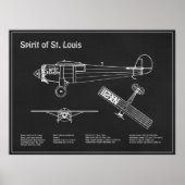 Poster Spirit of St. Louis - Plan directeur de l'avion PD (Devant)