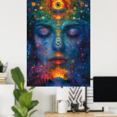 Poster Spirituelle Colorée Ouvert Troisième Oeil Femme Ar (Bureau à domicile)