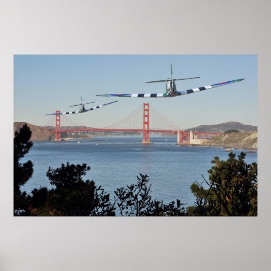 Poster Spitfire's et Golden Gate Bridge (Devant)
