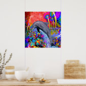 Poster Splash couleur dauphin (Cuisine)