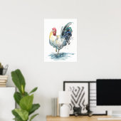 Poster Splash de coq - Aquarelle (Bureau à domicile)