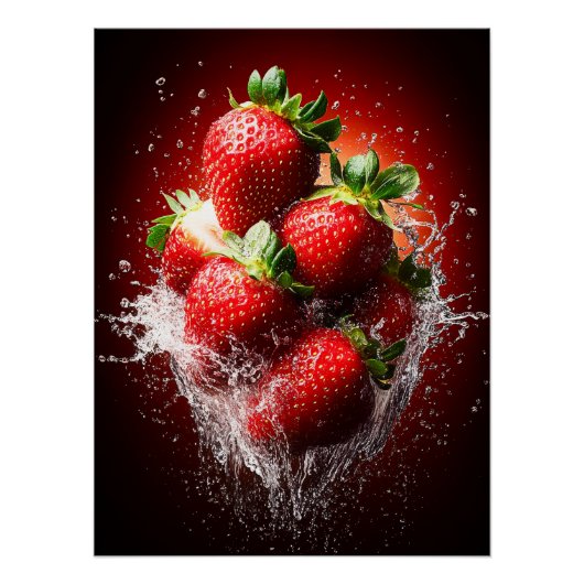 Poster Splash fraise (Devant)