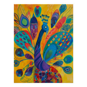 Poster Splendeur géométrique du paon