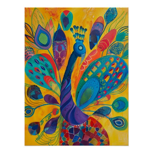 Poster Splendeur géométrique du paon (Devant)