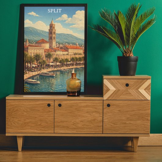 Poster Split Croatia Vintage Adriatic Coast