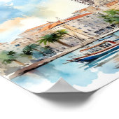 Poster Split Croatie Dalmatie Aquarelle (Coin)