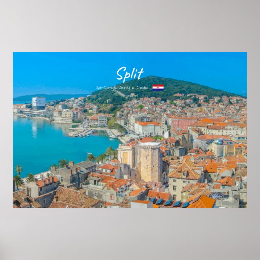 Poster Split, Croatie - Ville côtière (Devant)