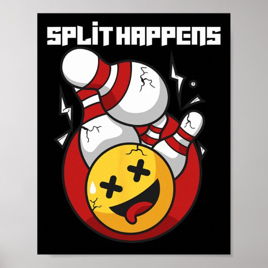Poster Split Happy Drôle Bowling Bowler (Devant)