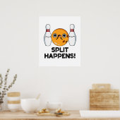 Poster Split Se Produit Drôle Bowling Pun (Cuisine)