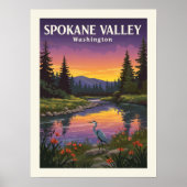Poster Spokane Valley Washington vintage (Devant)