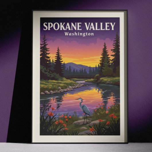 Poster Spokane Valley Washington vintage