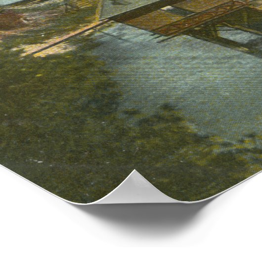 Poster Spokane, WA - Vue de Middle Falls & River (Coin)