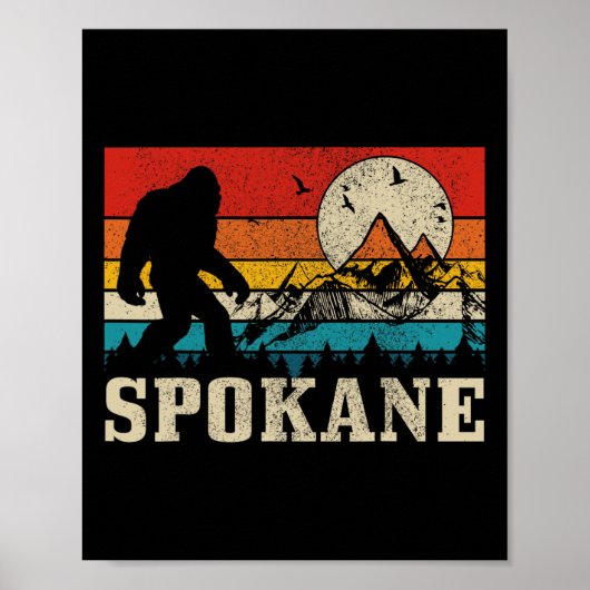 Poster Spokane Washington Bigfoot Vintage Mountain Hunter (Devant)