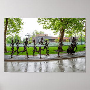 Poster Spokane Washington Bloomsday Coureurs de sculpture