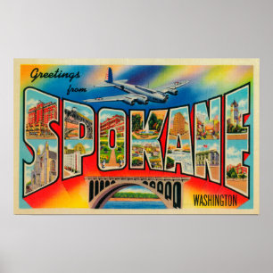 Poster Spokane, Washington - grandes scènes de lettre