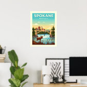 Poster Spokane Washington vintage (Bureau à domicile)