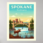 Poster Spokane Washington vintage (Devant)