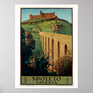 Poster Spolète vintage Ombrie années 1920 Voyage italien
