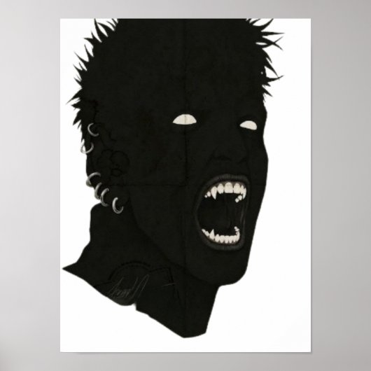 Poster Spooky Gothic Screaming Vampire Vector Art (Devant)