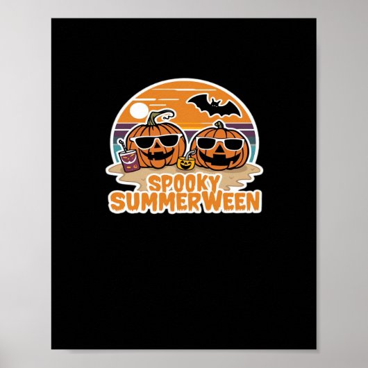 Poster Spooky Summerween - Citrouilles Sur La Plage Class (Devant)
