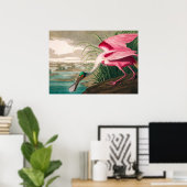 Poster Spoonbill sur le roseate par John James Audubon (Bureau à domicile)