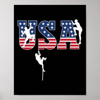 Poster Sport Climbing Usa Flag Proud American Patriotic C