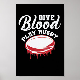 Poster Sport de football américain Give Blood Play Rugby
