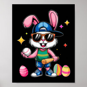 Poster Sport de Pâques Joyeux Lapin de Pâques Jouer Vendr