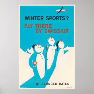 Poster Sport d'hiver Suisse Envolez-vous par avion