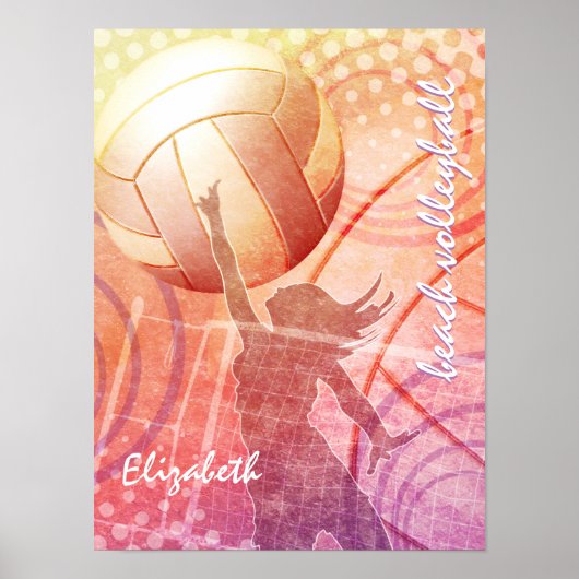 Poster Sport Girls Sunset Beach Volley-ball (Devant)