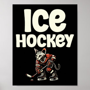 Poster Sport Hockey sur glace Enthousiaste Chat Félin Cha